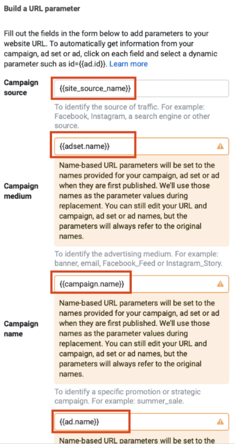 Meta Build a URL Parameter