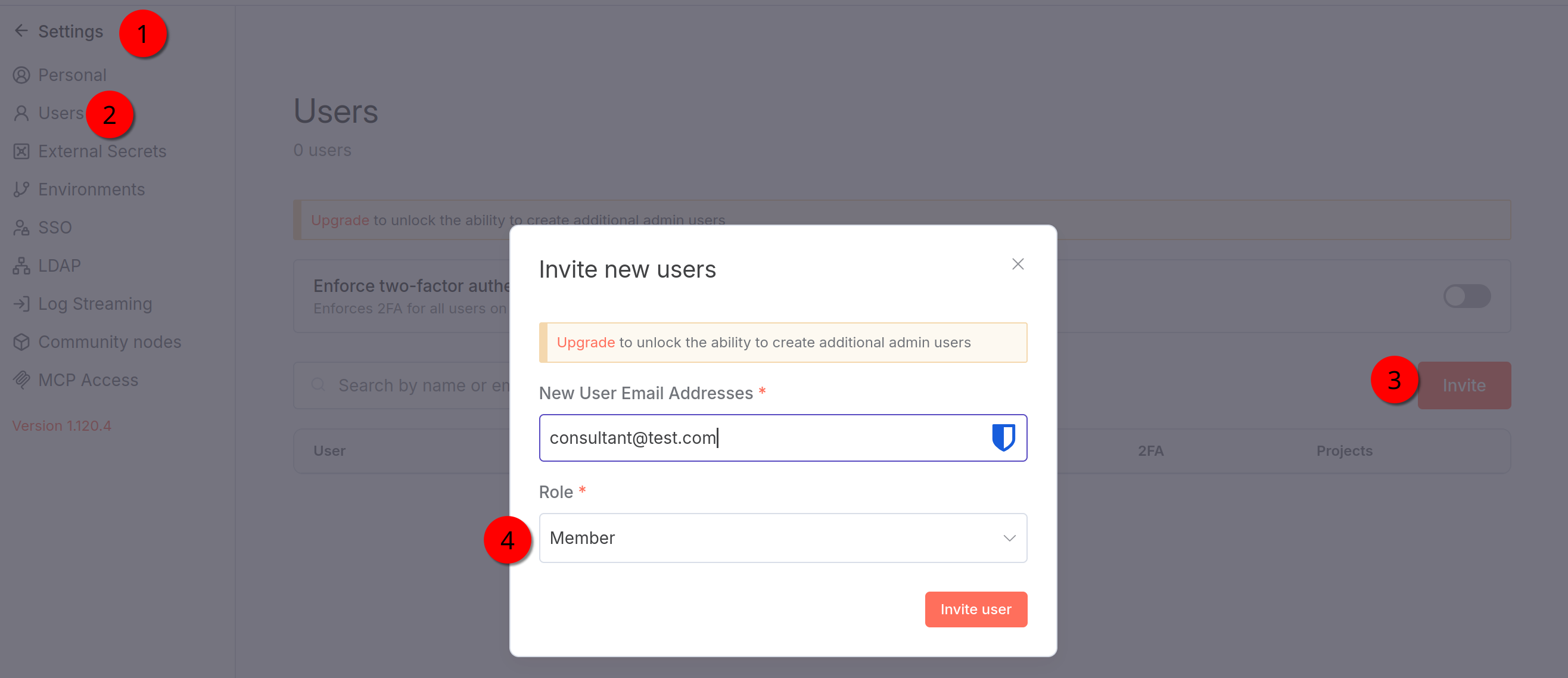 n8n invite user as member
