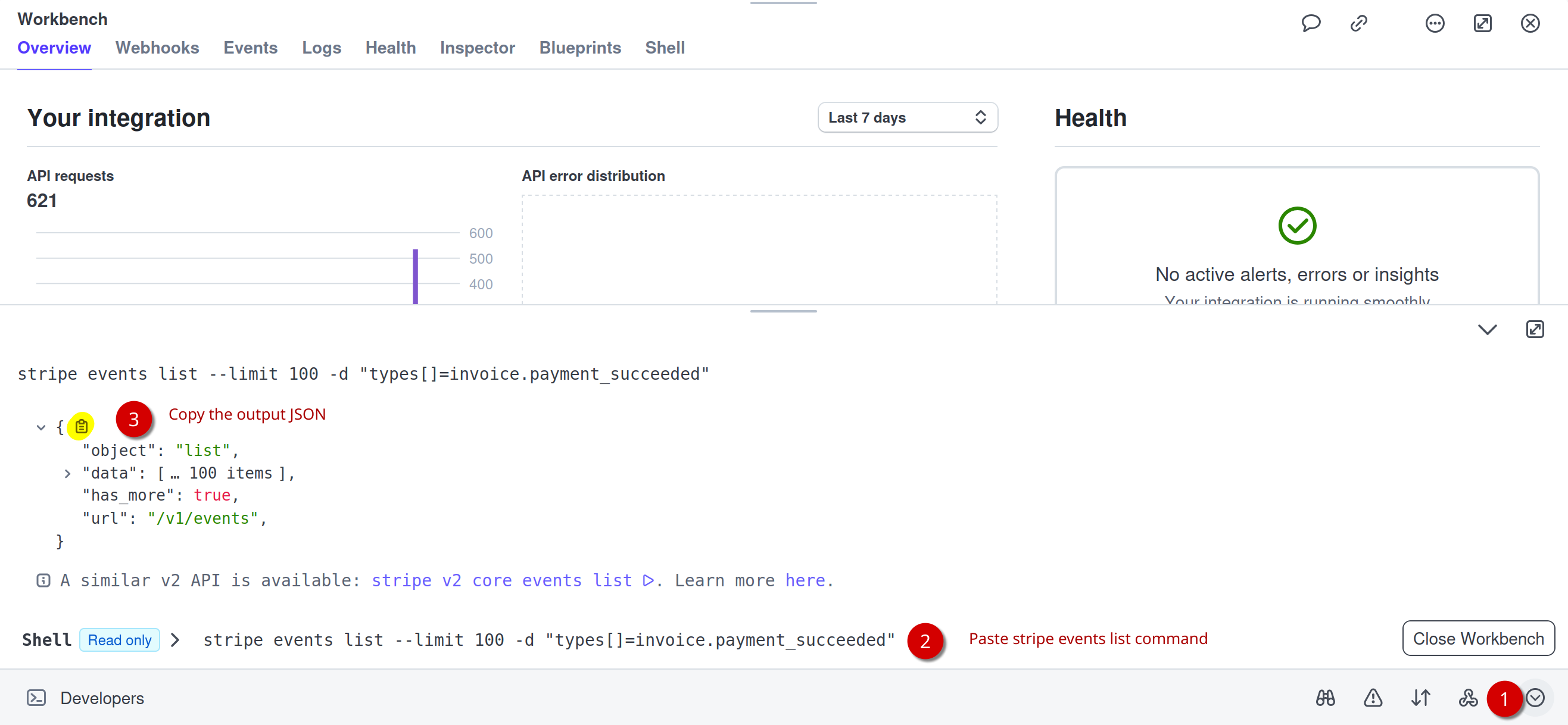 Stripe Shell get sample events