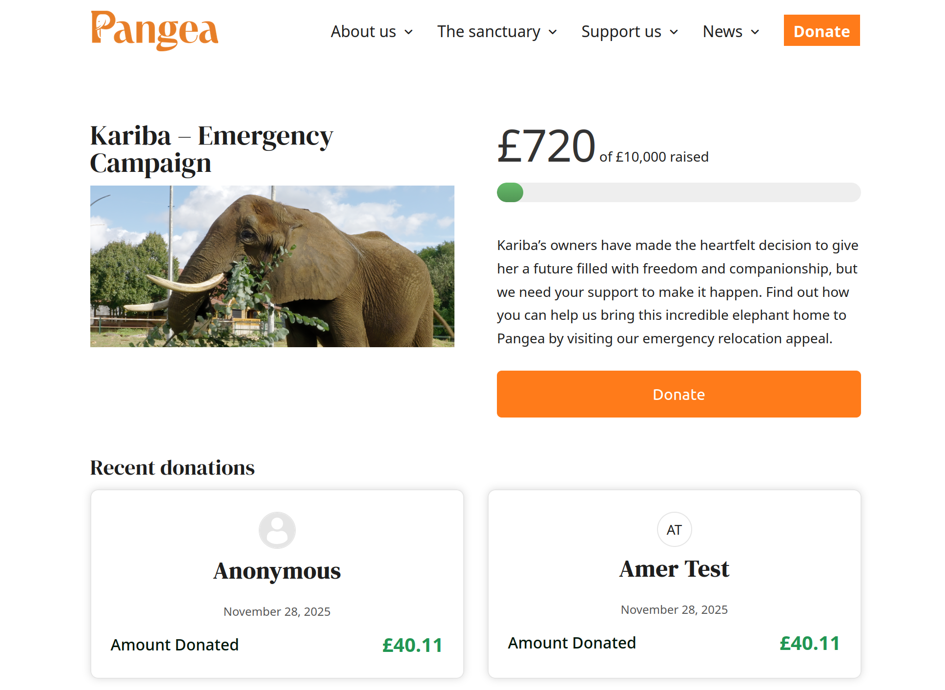 GiveWP Donation Fundraising Page