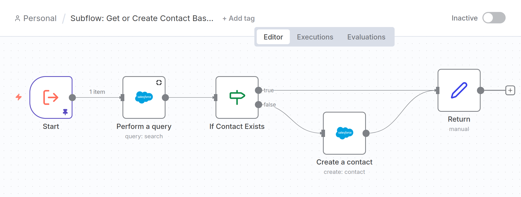 Get or Create Contact subflow call