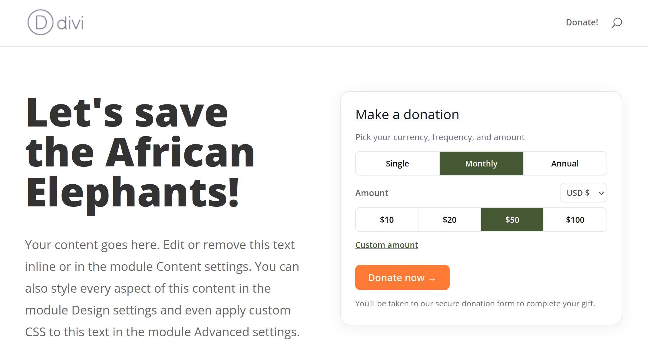 Beacon Donation Box CTA